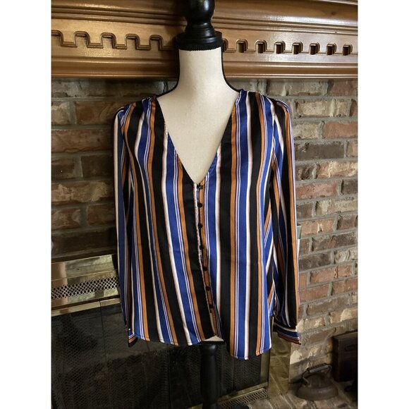 Lush Tops - lush striped V-neck blouse Size Small NWT Bold Colors